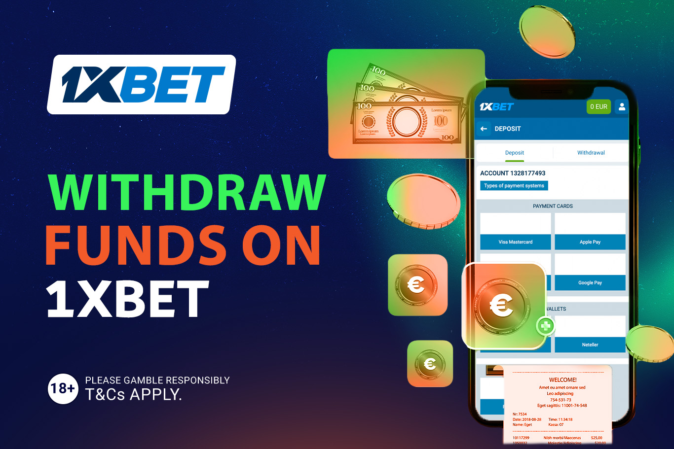 Withdrawal funds on 1xbet